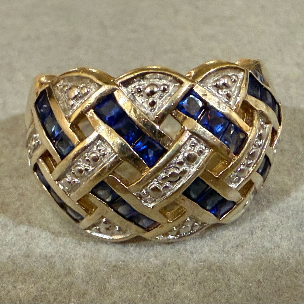 Signed 925 DBJ Sapphire Dome Thailand Woven Dome Ring size 8